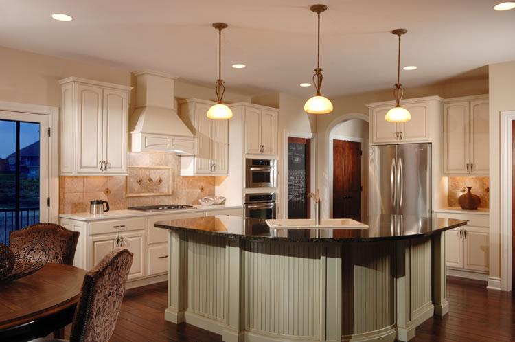 Design 42057 Kitchen. As built by Sam Bradley Homes in Springfield, MO.