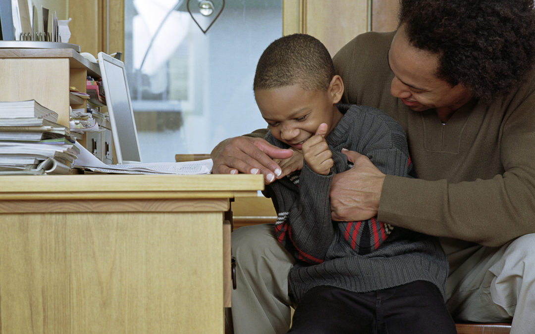 Home office, father, son