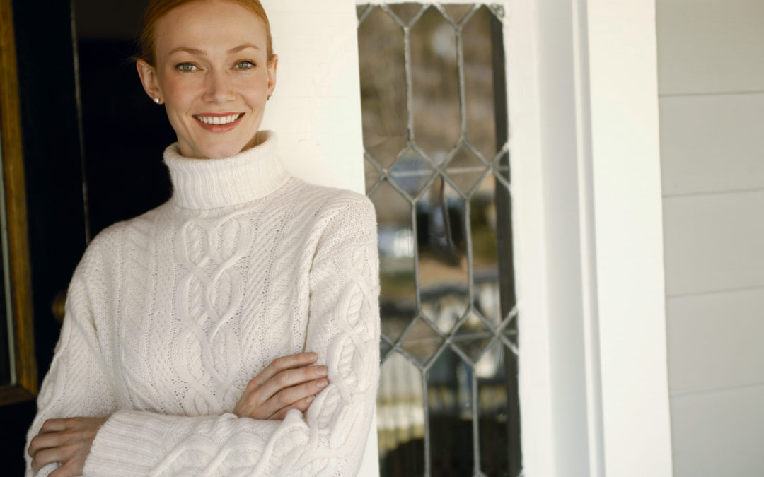 Woman on front porch