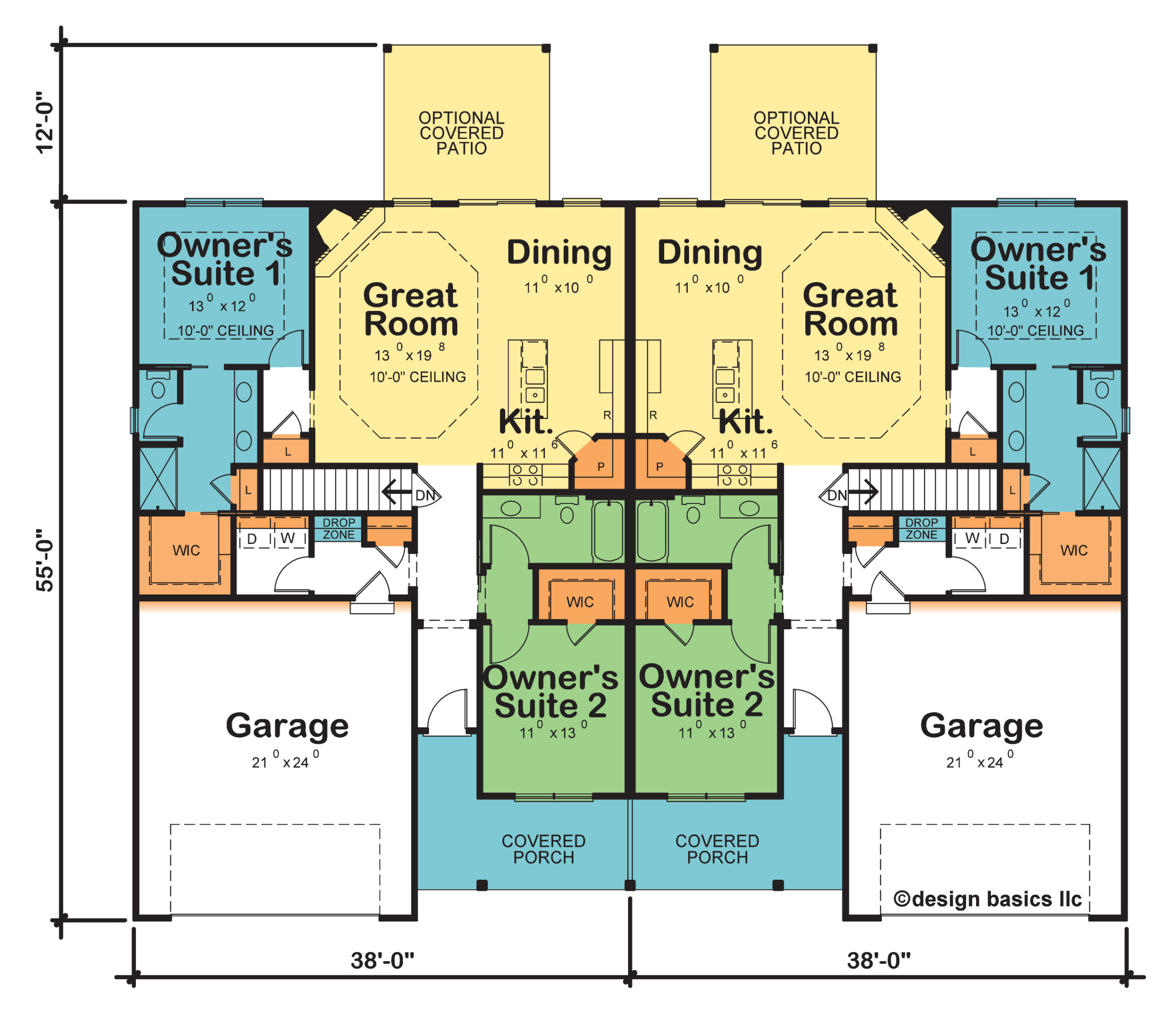 Cedar Pointe Springs - #42436 - Multi-Family Twin Home Plan